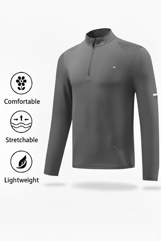 Henley Spandexdry Mockneck - Charcoal