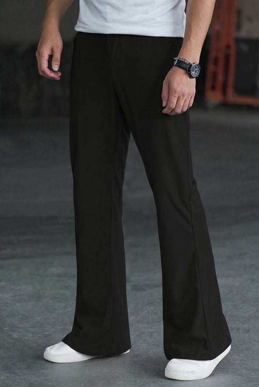 Wide Leg Bootcut Spandexdry Pants - Black