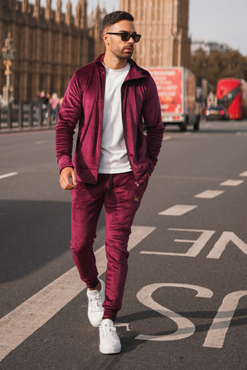 Premium Velour Quickdry Tracksuit - Wine