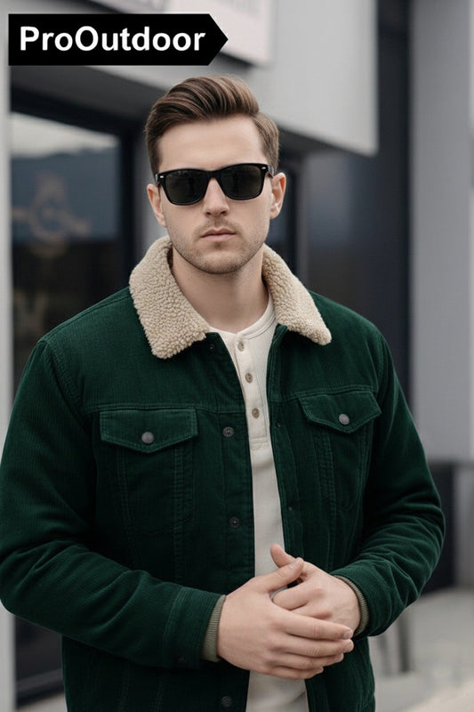 ClassicFit Corduroy Biker Jacket - Teal green