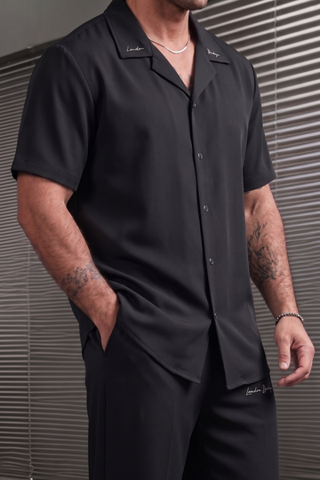 marbella Signature Spandex Poly Shirt - Black
