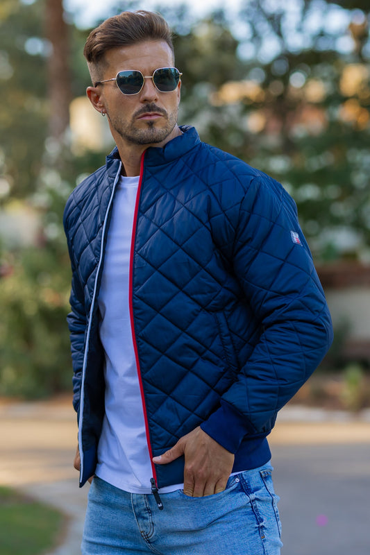 Quilted Puffer Jacket - Navy