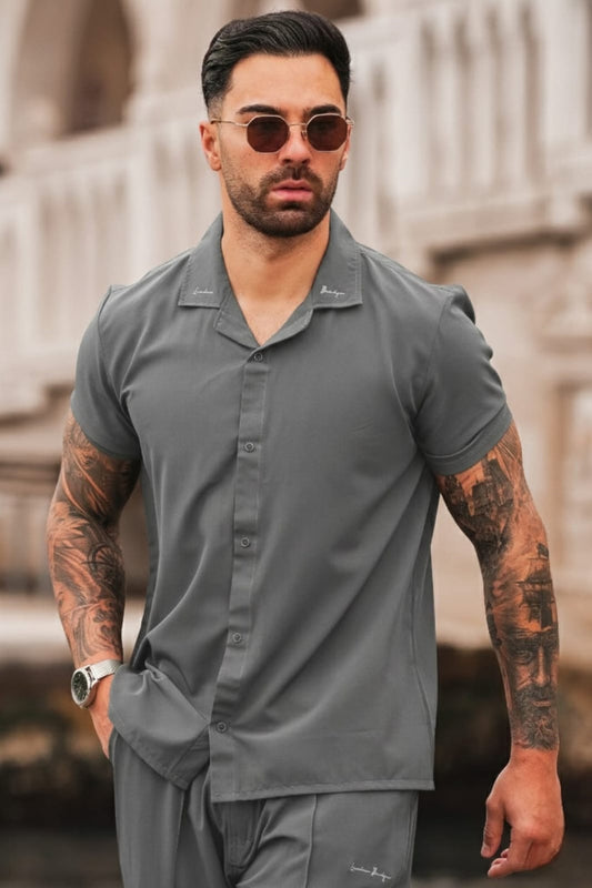 marbella Signature Spandex Poly Shirt - Grey
