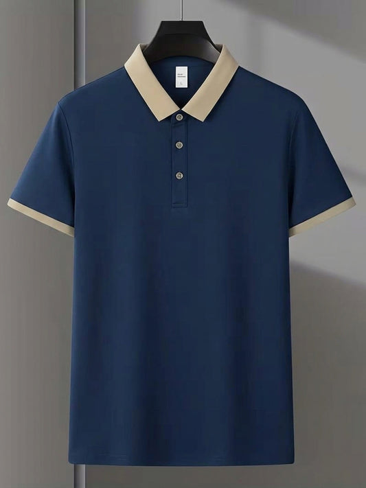 Contrast Cotton Polo - Navy