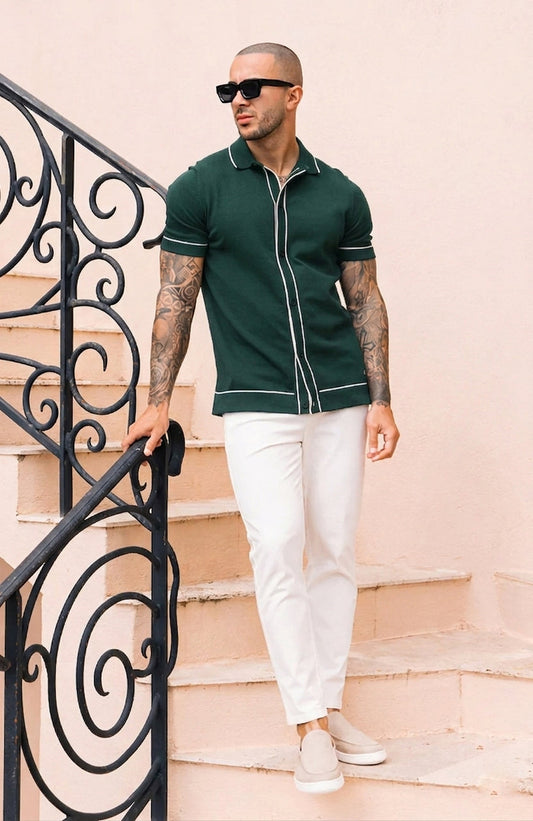 Cedro Cotton Polo Shirt Sea-Green