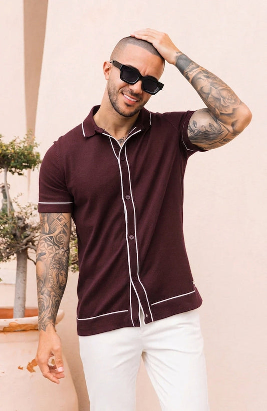 Cedro Cotton Polo Shirt Wine