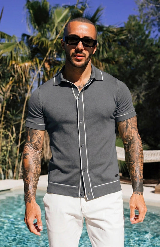 Cedro Cotton Polo Shirt Grey
