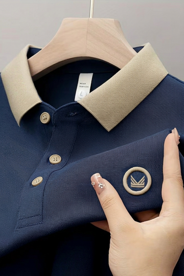 Contrast Cotton Polo - Navy