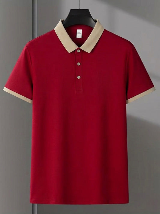 Contrast Cotton Polo - Red