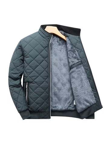 JS-21 Grey quilting grey furr jacket with sherpa furr inside