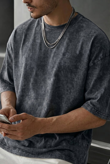 Oversized T-Shirt Stone Washed - Light Grey
