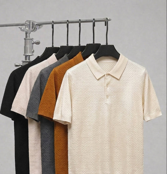 Popcorn Texture Polo - Pearl