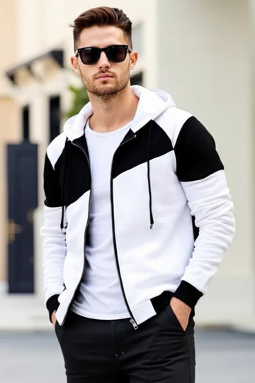 French Colorblock Hoodie - White