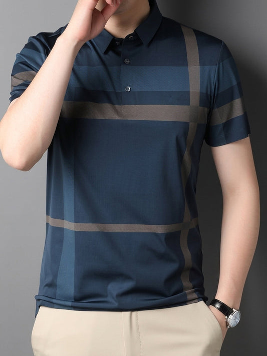 Oxford Spandex Polo - Navy