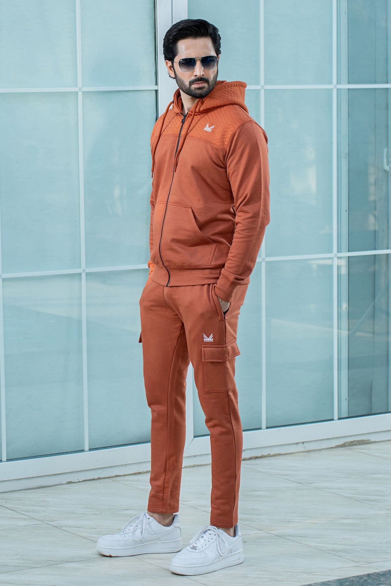 French Quilt Cotton Tracksuit - peach