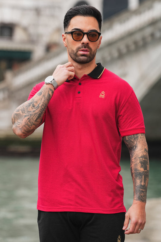 Crest Cotton Polo in Red