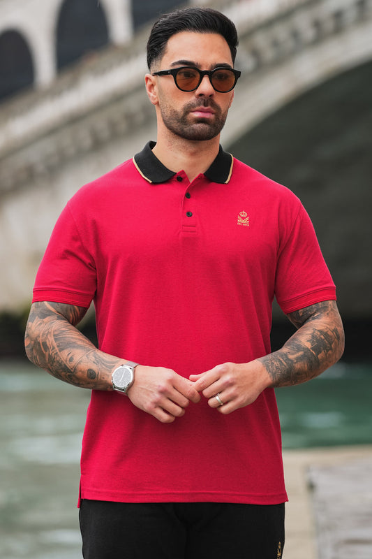 Crest Cotton Polo in Red