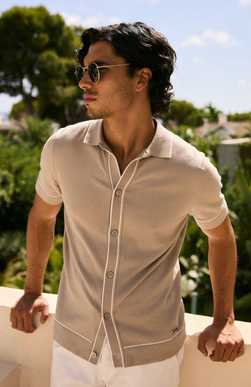 Cedro Cotton Polo Shirt Ice Grey