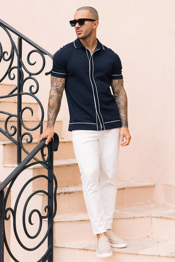 Cedro Cotton Polo Shirt Navy