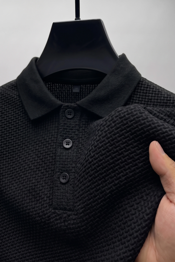 Popcorn Texture Polo - Black