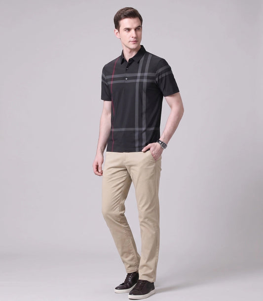 Oxford Spandex Polo - Black