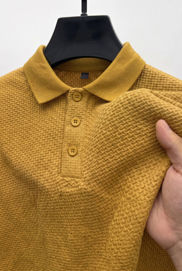 Popcorn Texture Polo - Rust Gold