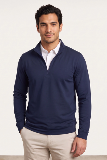 Quarter Zip w/ Built in Polo Collar - Navy