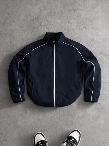 JS-30 Black memory jacket with inside quilting, white piping
