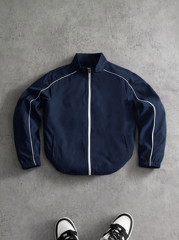 JS-31 Navy memory jacket with inside quilting, white piping
