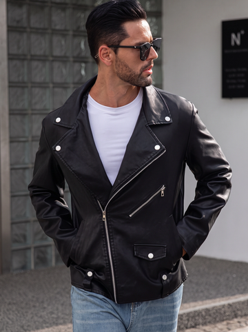 Biker Leather Jacket - Black