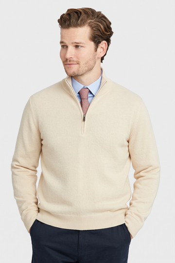 Mockneck Zip Sweater - Cream