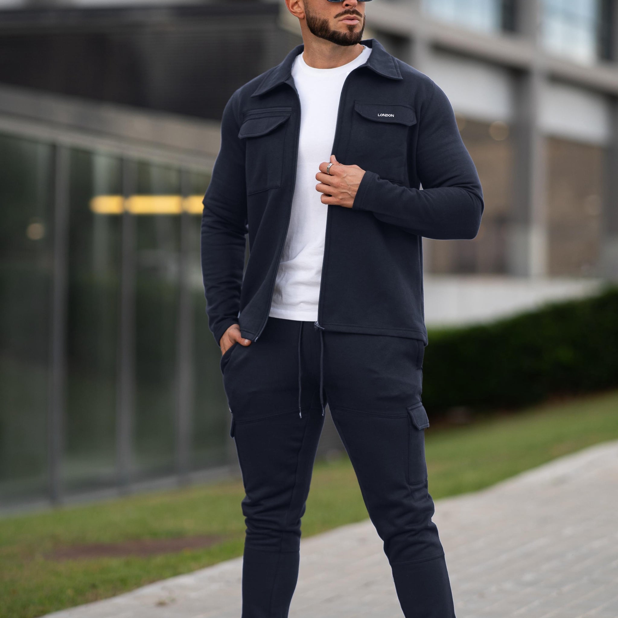 Venom Cargo Cotton Tracksuit - navy