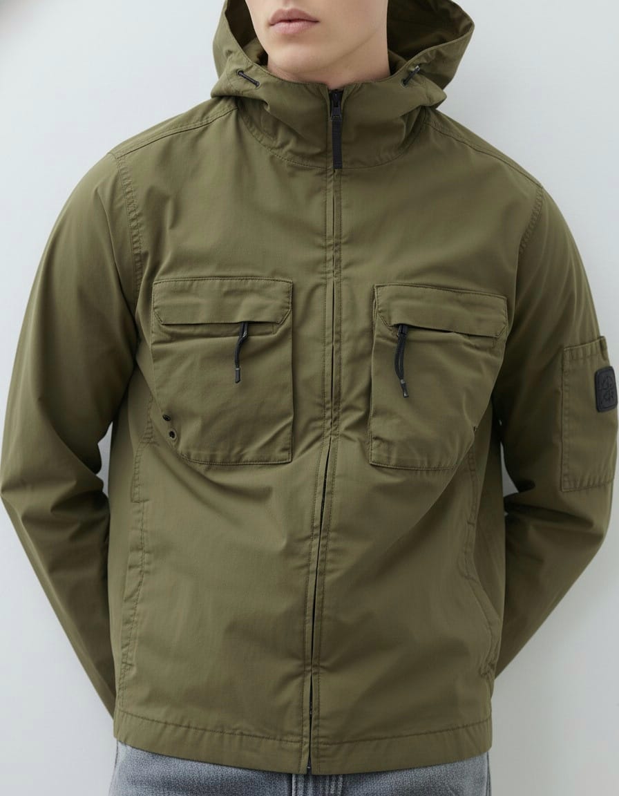 Hooded Cargo Shacket - Dark Olive