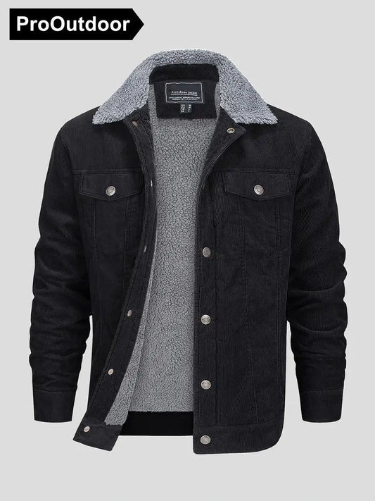 ClassicFit Corduroy Biker Jacket - Black