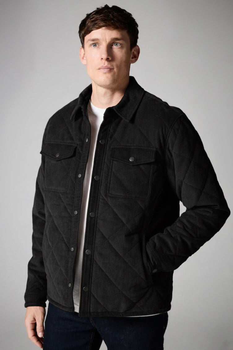Corduroy Quilted Jacket - Black
