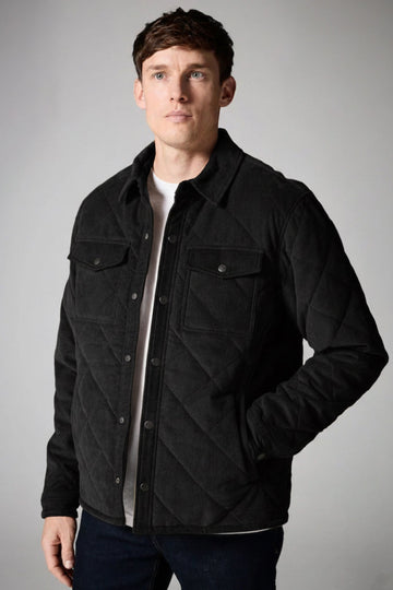 Corduroy Quilted Jacket - Black