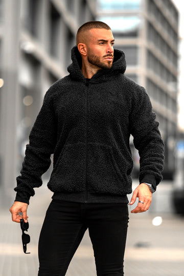 Monster Sherpa Hoodie - Black (Relax Fit)