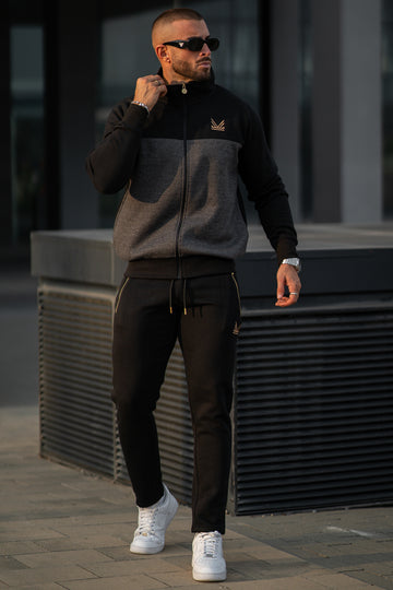 Gold Cotton Tracksuit - Charcoal