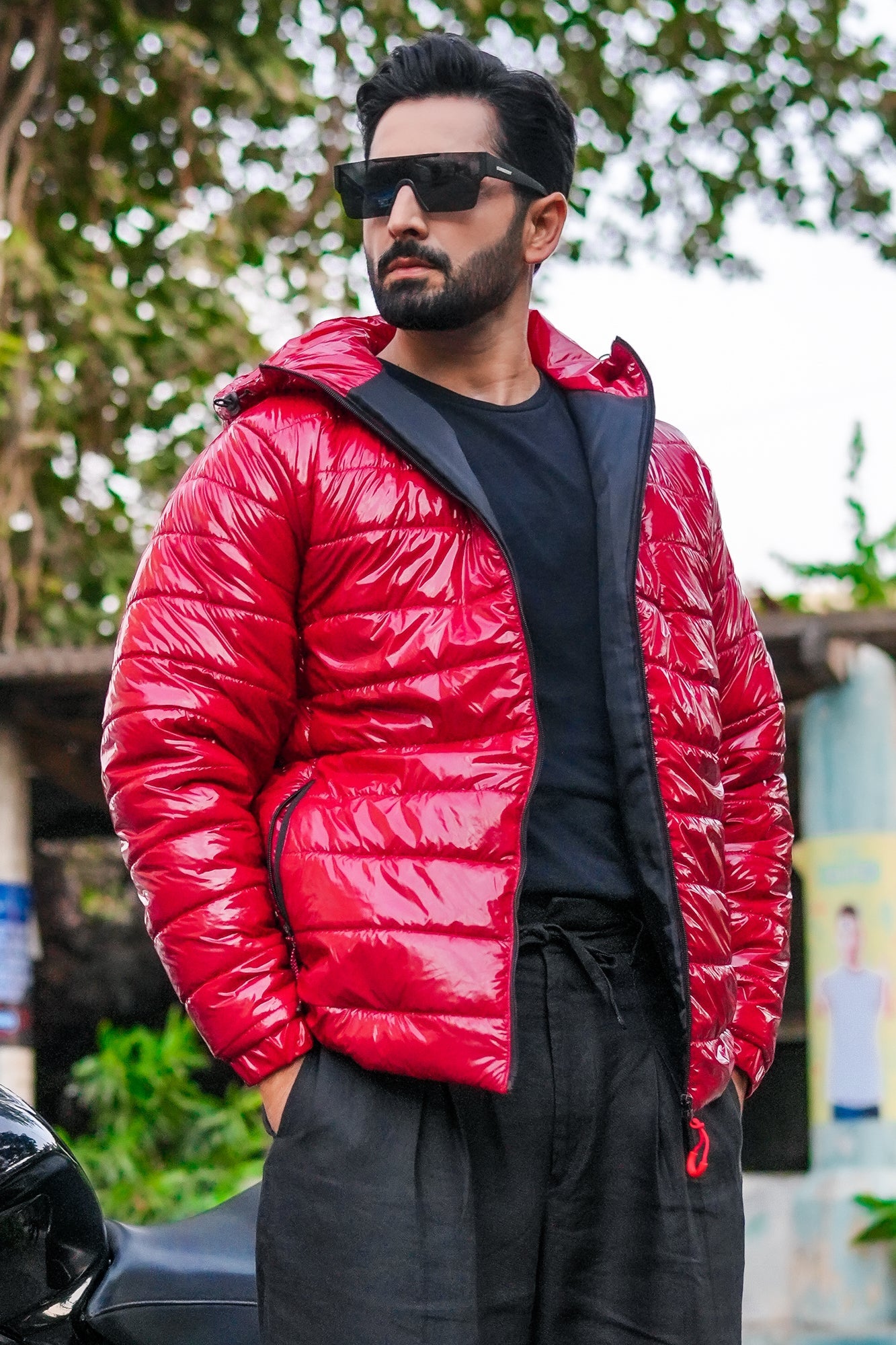 Shine Puffer Jacket - Red