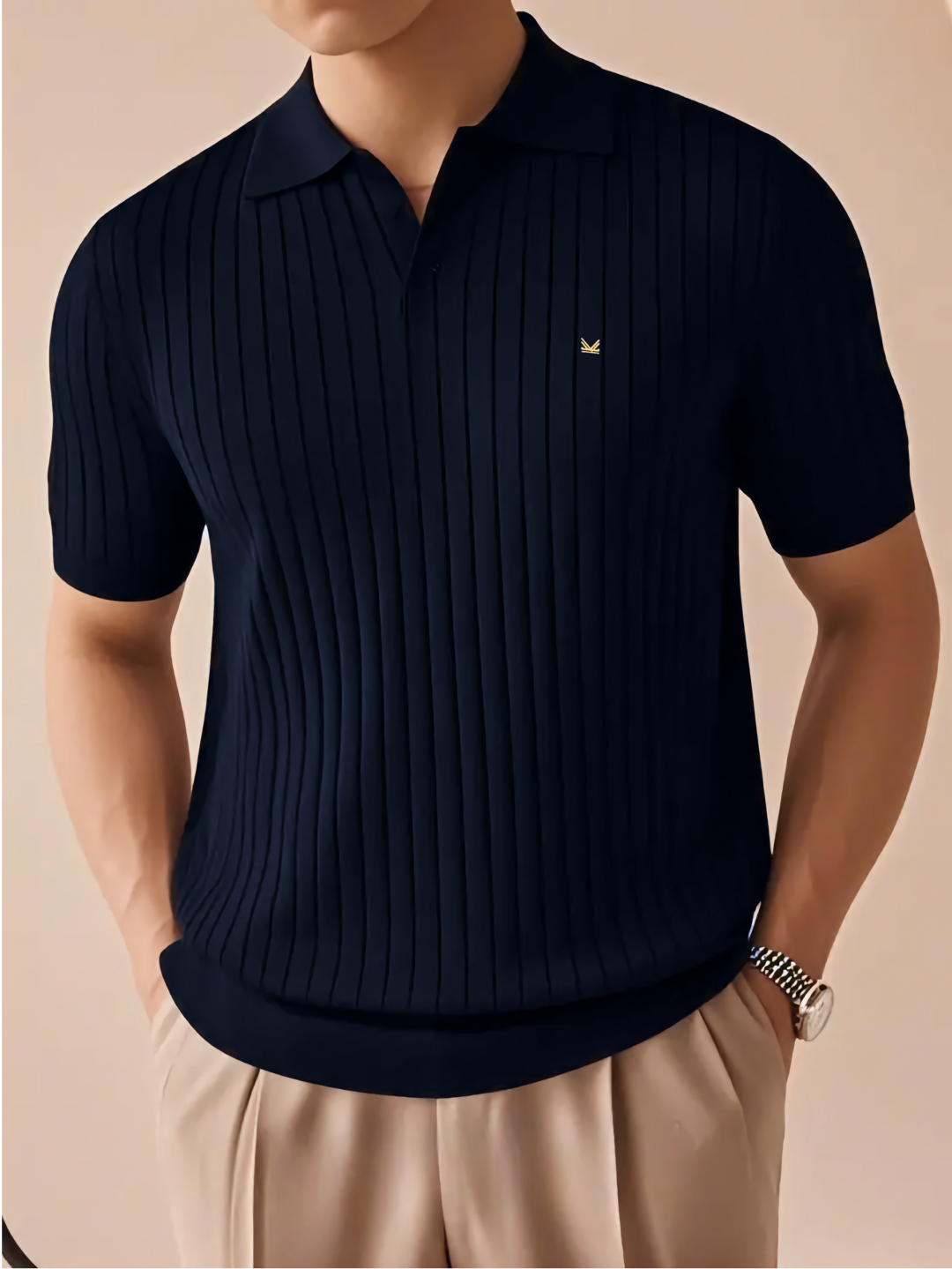 Core Drop Needle  Polo- Navy