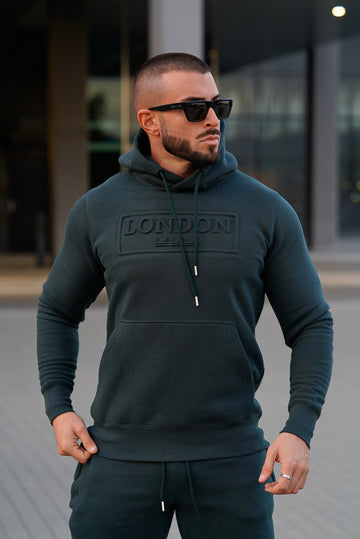 11 Embossed  Cotton  Hoodie - Teal