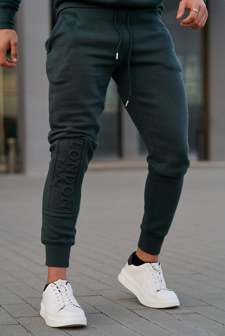 11 Embossed  Cotton  Fleece Trouser - Teal