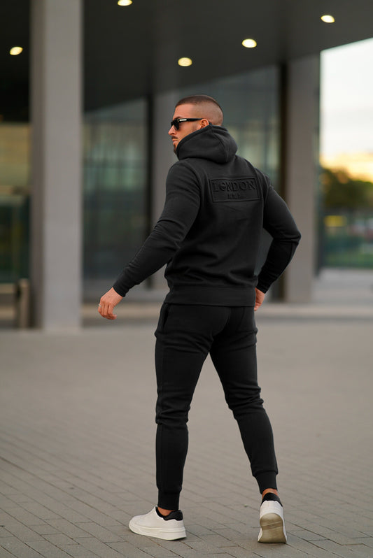 Emboss Cotton Tracksuit - Black