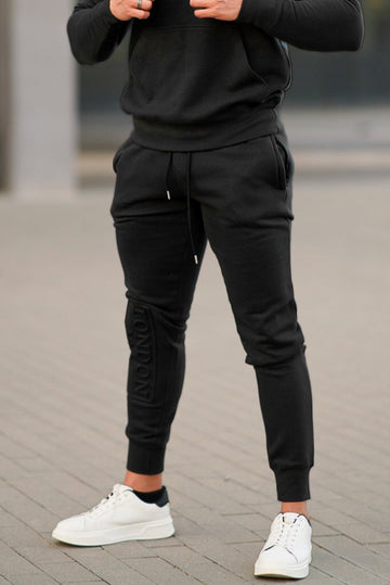 Embossed Fleece Trouser - Black