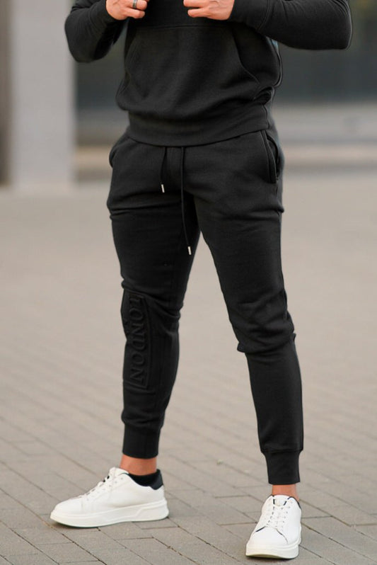 Embossed Fleece Trouser - Black