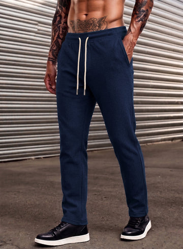 Classic Waffle Knit Trouser - Navy
