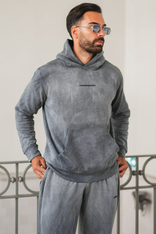 Washed Vintage Cotton Hoodie - Grey