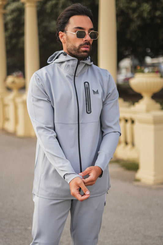 Venom Twill Woven Spandex Hoodie - Silver