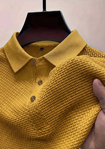 Popcorn Texture Polo - Rust Gold