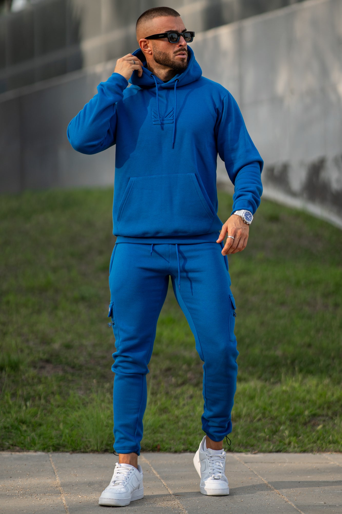 Monte Carlo Embossed Cotton Tracksuit - Dark Blue